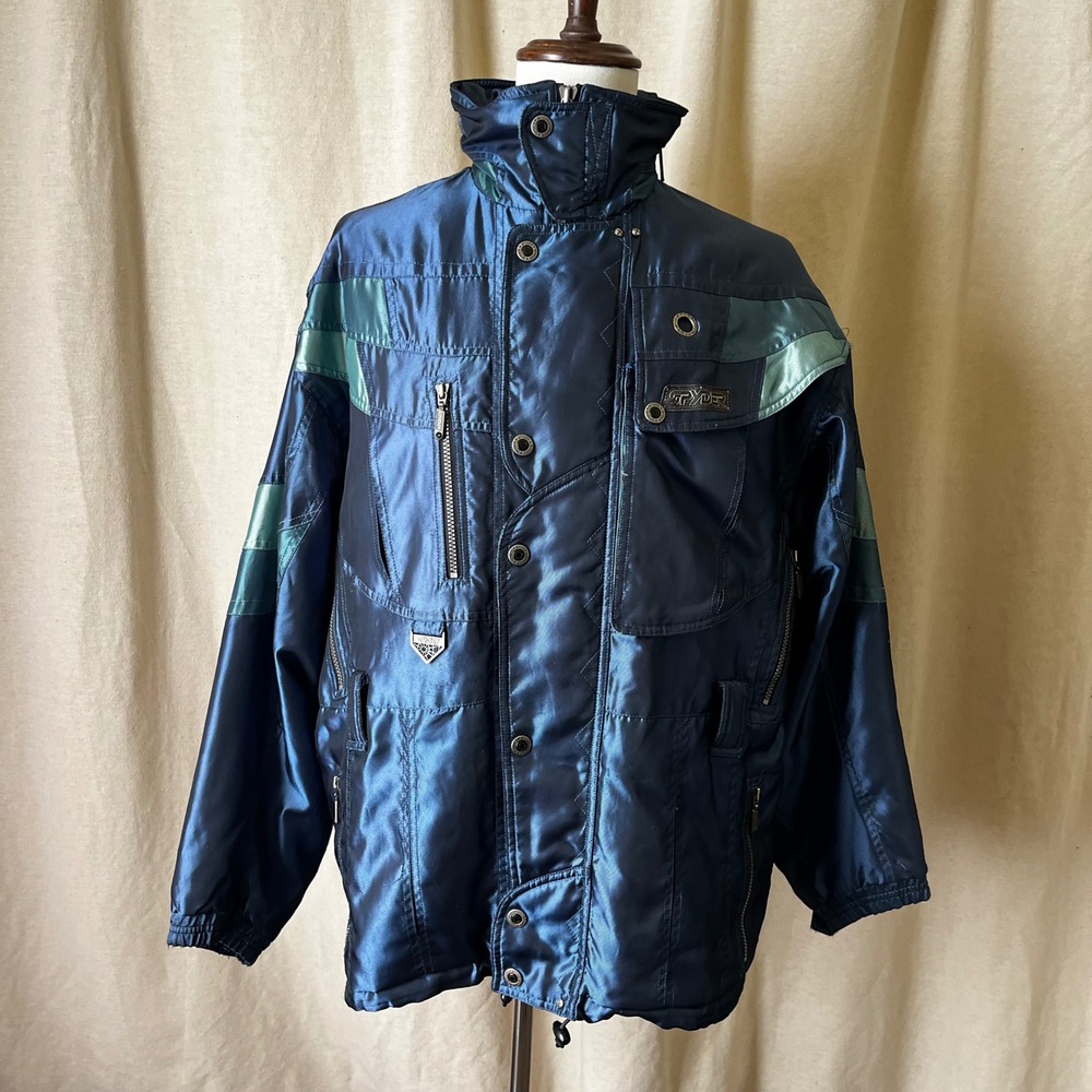 Vintage‎ 1990s Spyder Ski Jacket Blue Teal Colorblock Men's XL Thinsulate